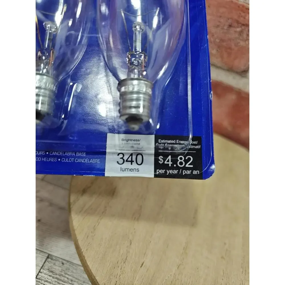 Chandelier Light Bulbs Clear 40w Clear B10 340 Lumens 120 Volt 2 Pack Bulbs New